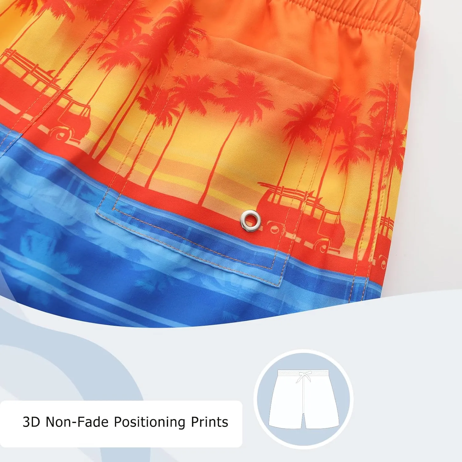 Aisyee Boys Swim Trunks with Compression Liner Swim Shorts Boys Boards Shorts with Boxer Brief Liner 7-16 Years