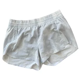 Athleta White and Gray Printed Hustle 3" Shorts Pocket Womens Size Small