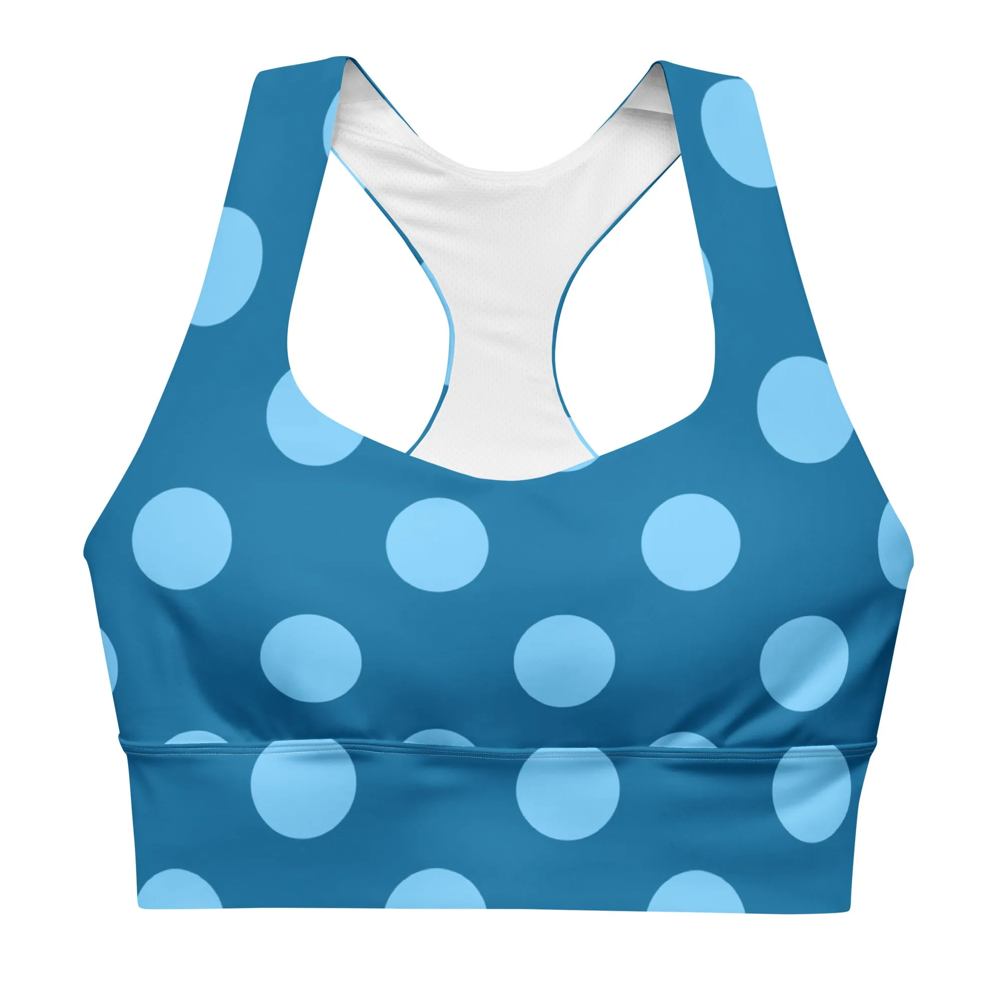 Blue Polka Dots Sports Bra Fitness Top, lioness-love