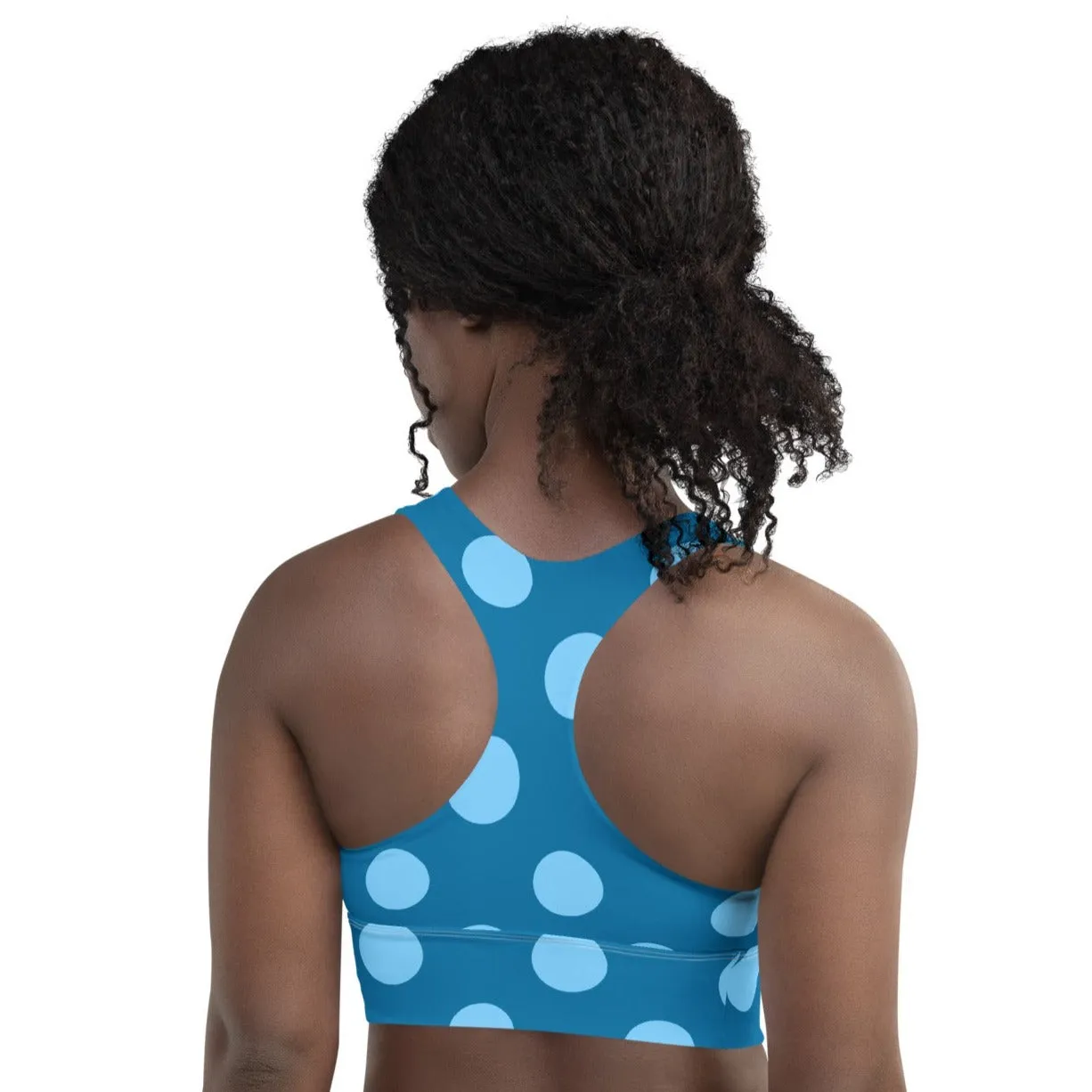 Blue Polka Dots Sports Bra Fitness Top, lioness-love