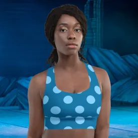 Blue Polka Dots Sports Bra Fitness Top, lioness-love