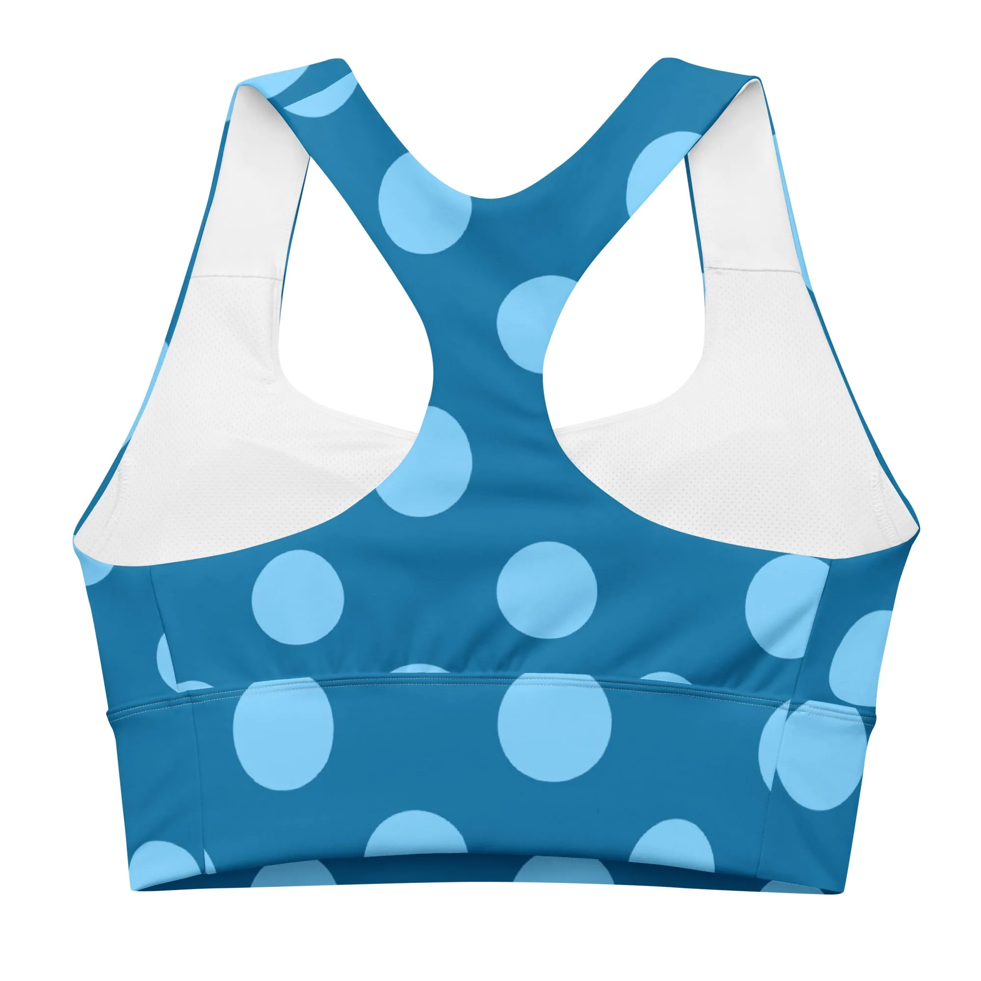Blue Polka Dots Sports Bra Fitness Top, lioness-love