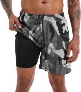CHEXPEL Men's Swim Trunks Quick Dry Beach Shorts with Pockets and Compression Liner 7 Inch Inseam Bathing Suits