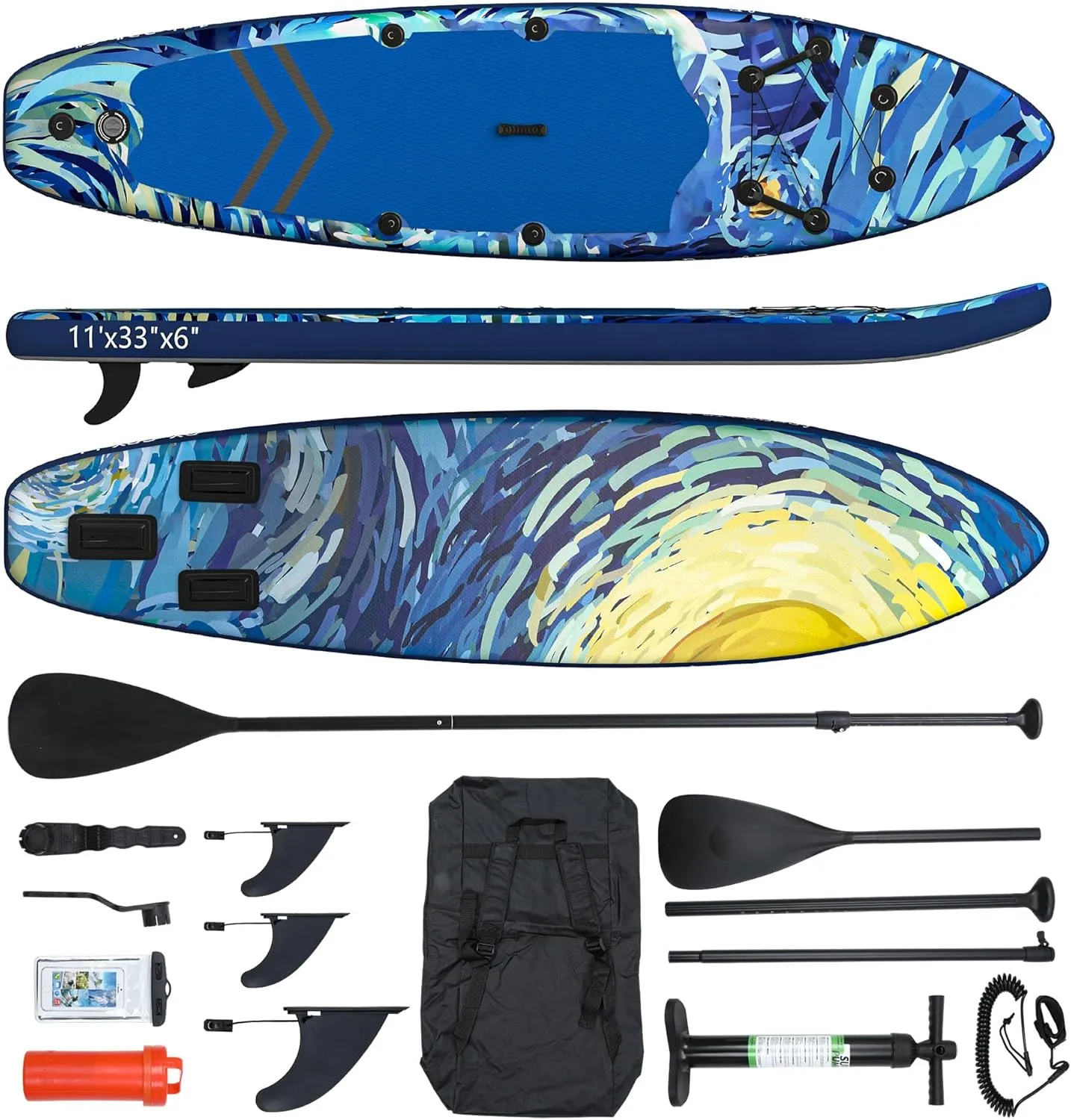 DWVO Wide Inflatable Stand Up Paddle Board 11FT, Durable and Portable SUP for Water Adventures, Lightweight Design with Non-Slip Surface and Easy Inflation