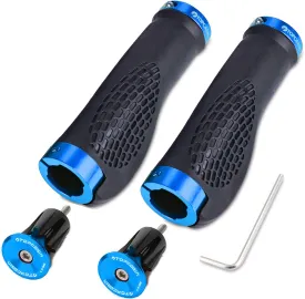 Ergonomic Bike Grips - Widen Holding Rubber Grips with Aluminum LockGrips for Mountain & Road Bikes