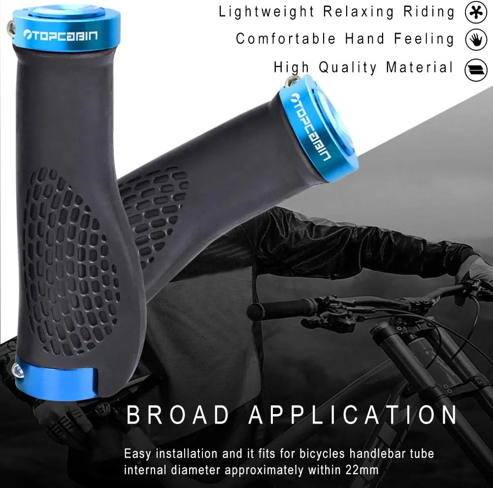 Ergonomic Bike Grips - Widen Holding Rubber Grips with Aluminum LockGrips for Mountain & Road Bikes
