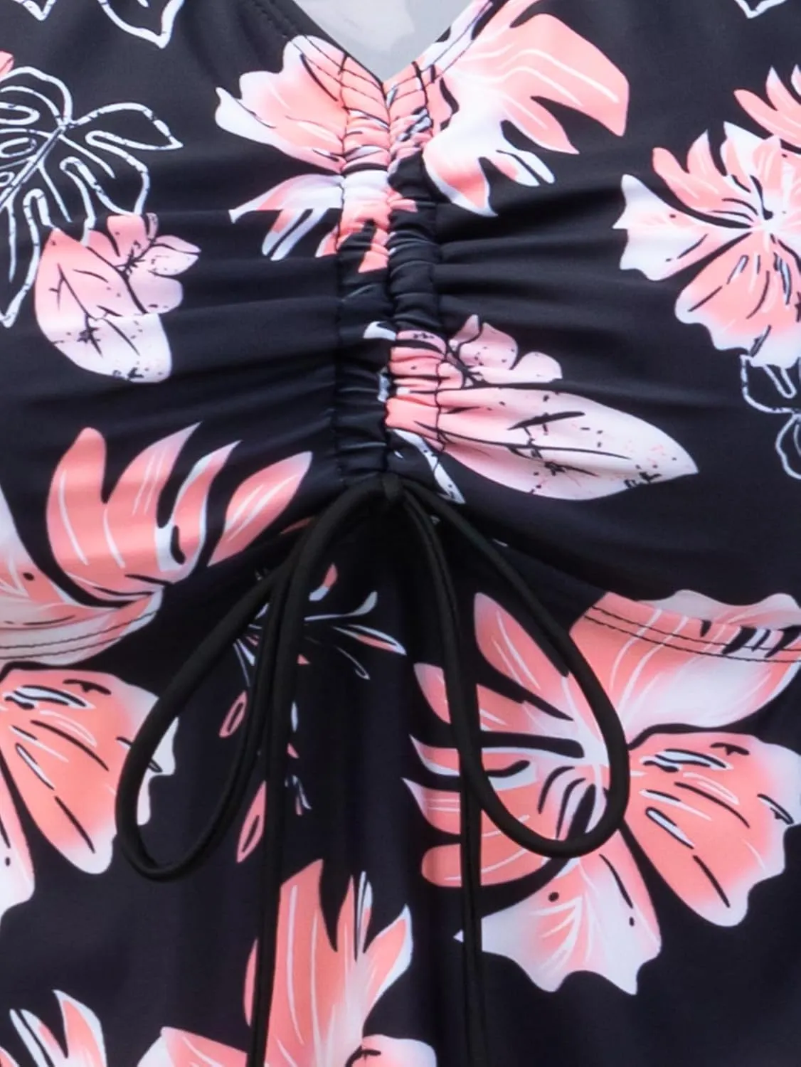 Fanuerg Women's Tankini Swimsuits Ruffled Flowy Tankini Tops with Boy Shorts Swimwear Tummy Control Two Piece Bathing Suits