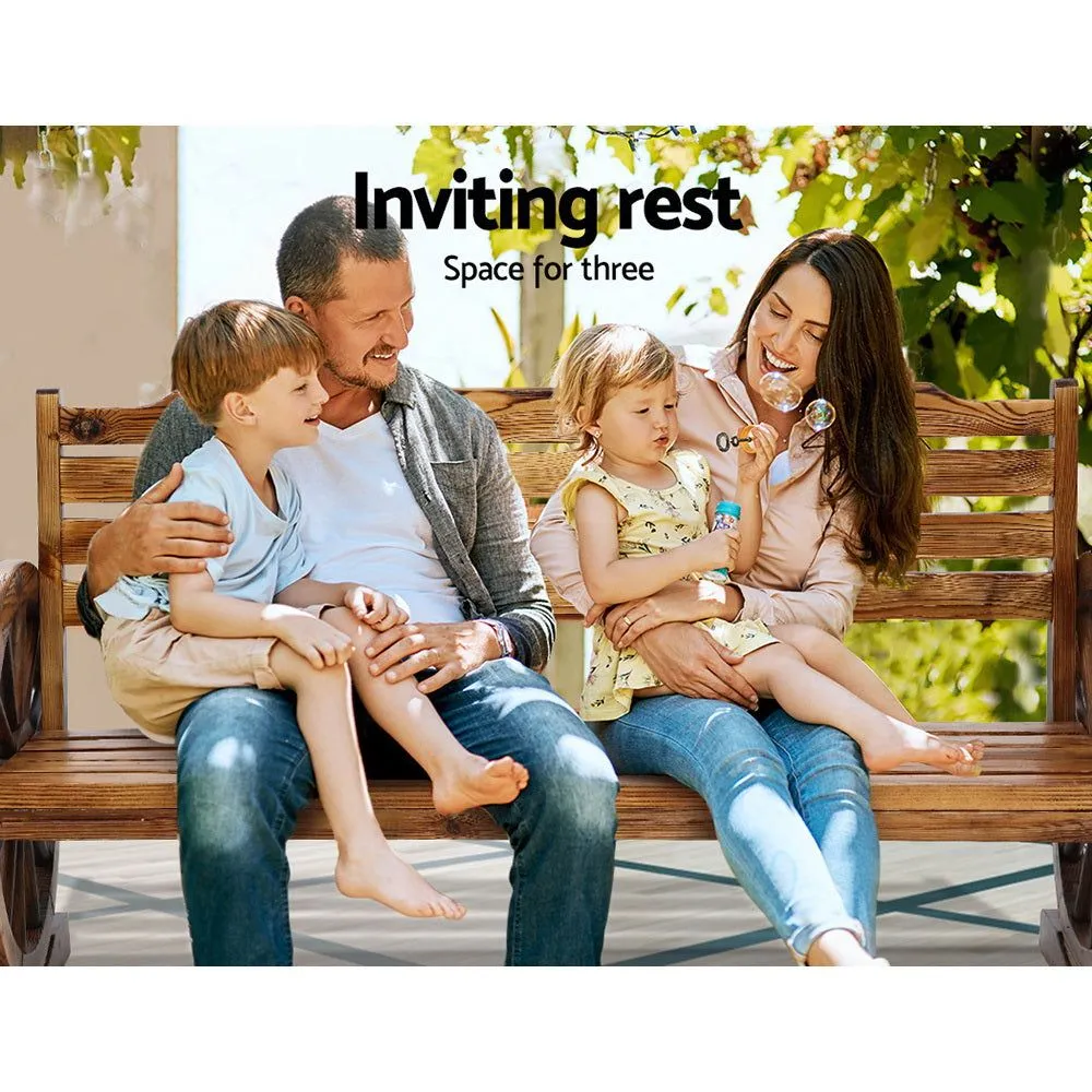 Gardeon Garden Bench Wooden Wagon Chair Three Seat Outdoor Furniture Backyard Lounge