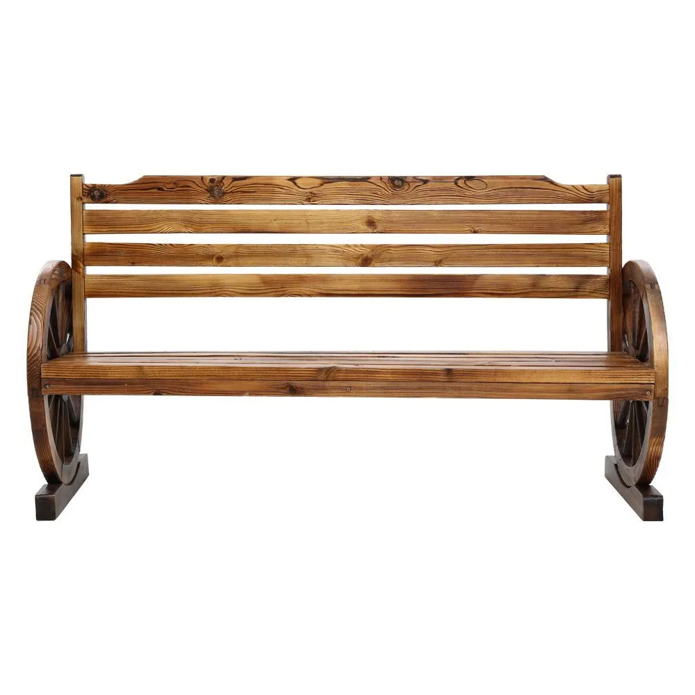 Gardeon Garden Bench Wooden Wagon Chair Three Seat Outdoor Furniture Backyard Lounge