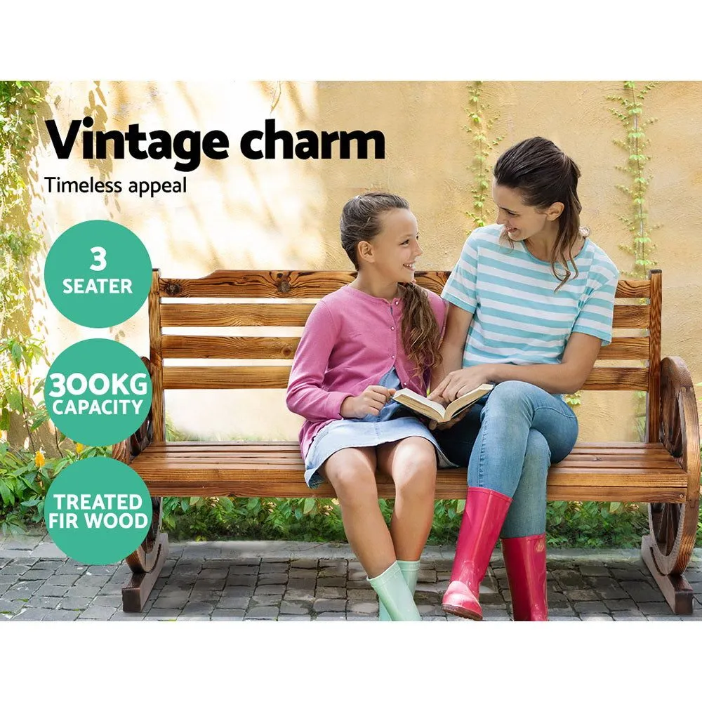 Gardeon Garden Bench Wooden Wagon Chair Three Seat Outdoor Furniture Backyard Lounge