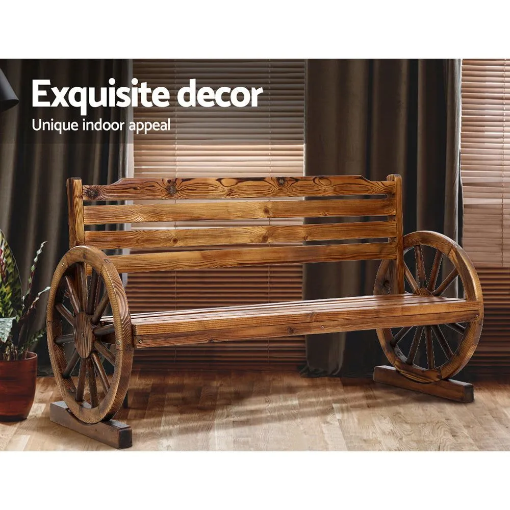 Gardeon Garden Bench Wooden Wagon Chair Three Seat Outdoor Furniture Backyard Lounge