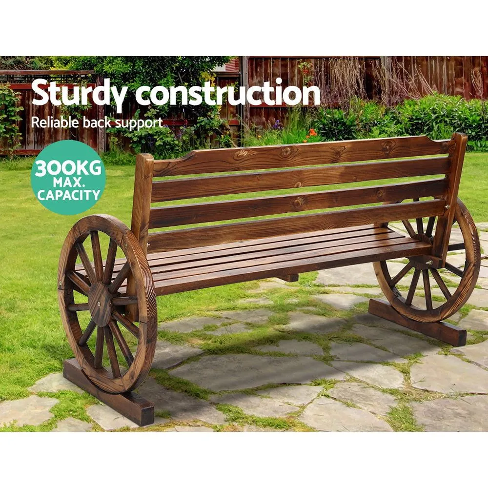 Gardeon Garden Bench Wooden Wagon Chair Three Seat Outdoor Furniture Backyard Lounge
