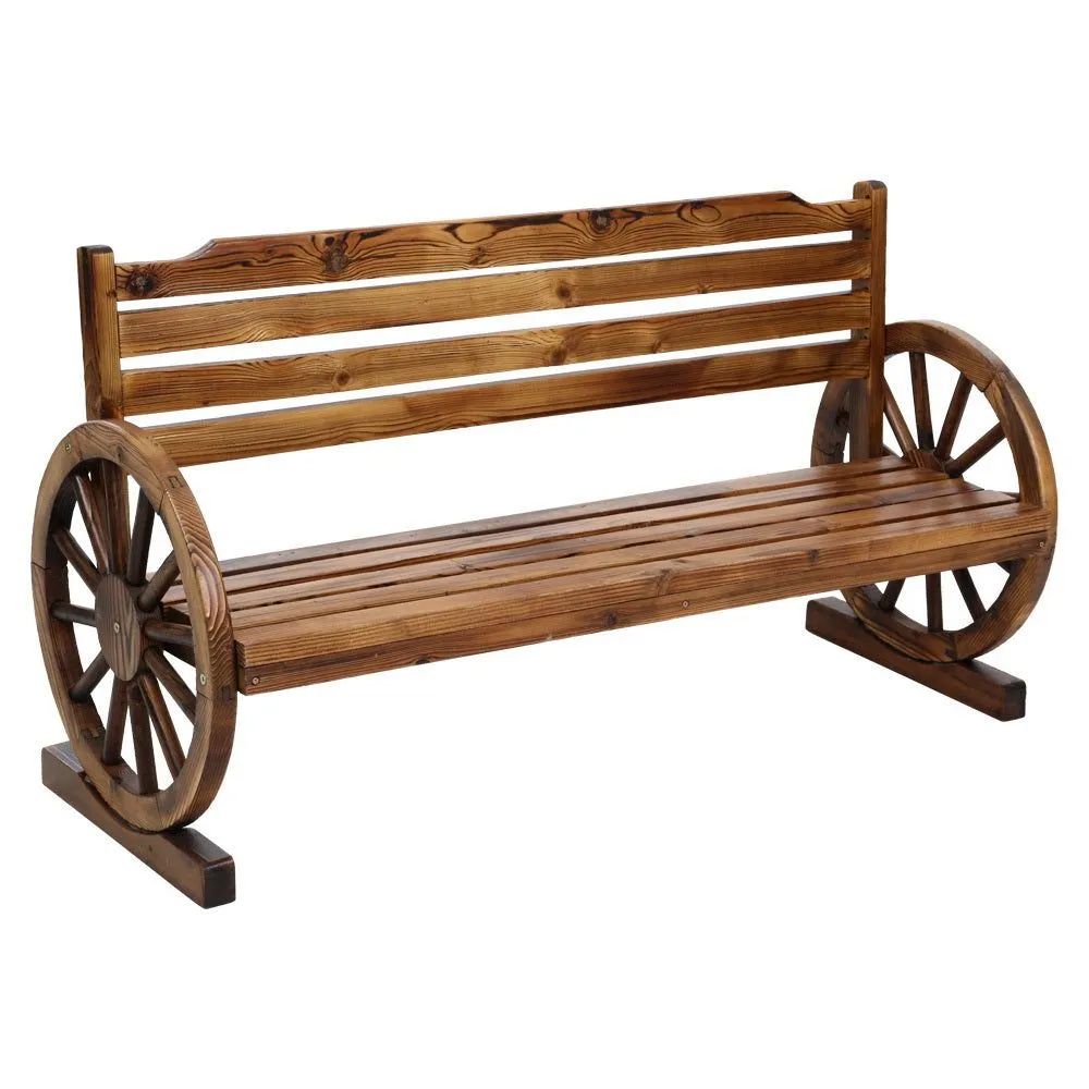 Gardeon Garden Bench Wooden Wagon Chair Three Seat Outdoor Furniture Backyard Lounge