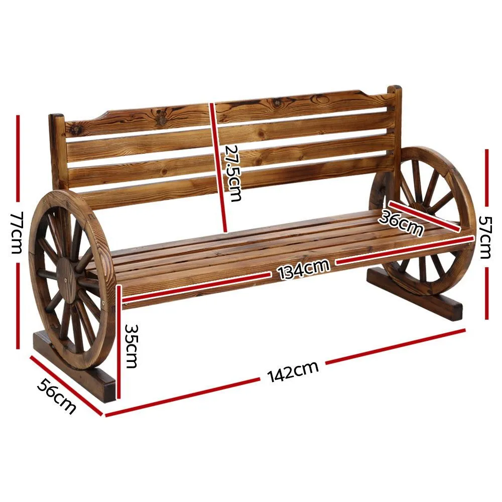 Gardeon Garden Bench Wooden Wagon Chair Three Seat Outdoor Furniture Backyard Lounge