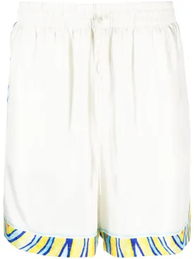 graphic-print silk track shorts
