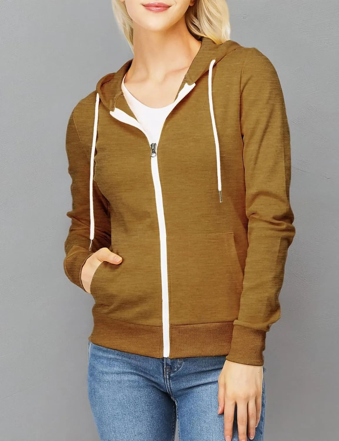 H2H Women's Slim Fit Zip Up & Pullover Hoodie Lightweight Long Sleeve Kangaroo Pocket Basic Casual Sweatshirt