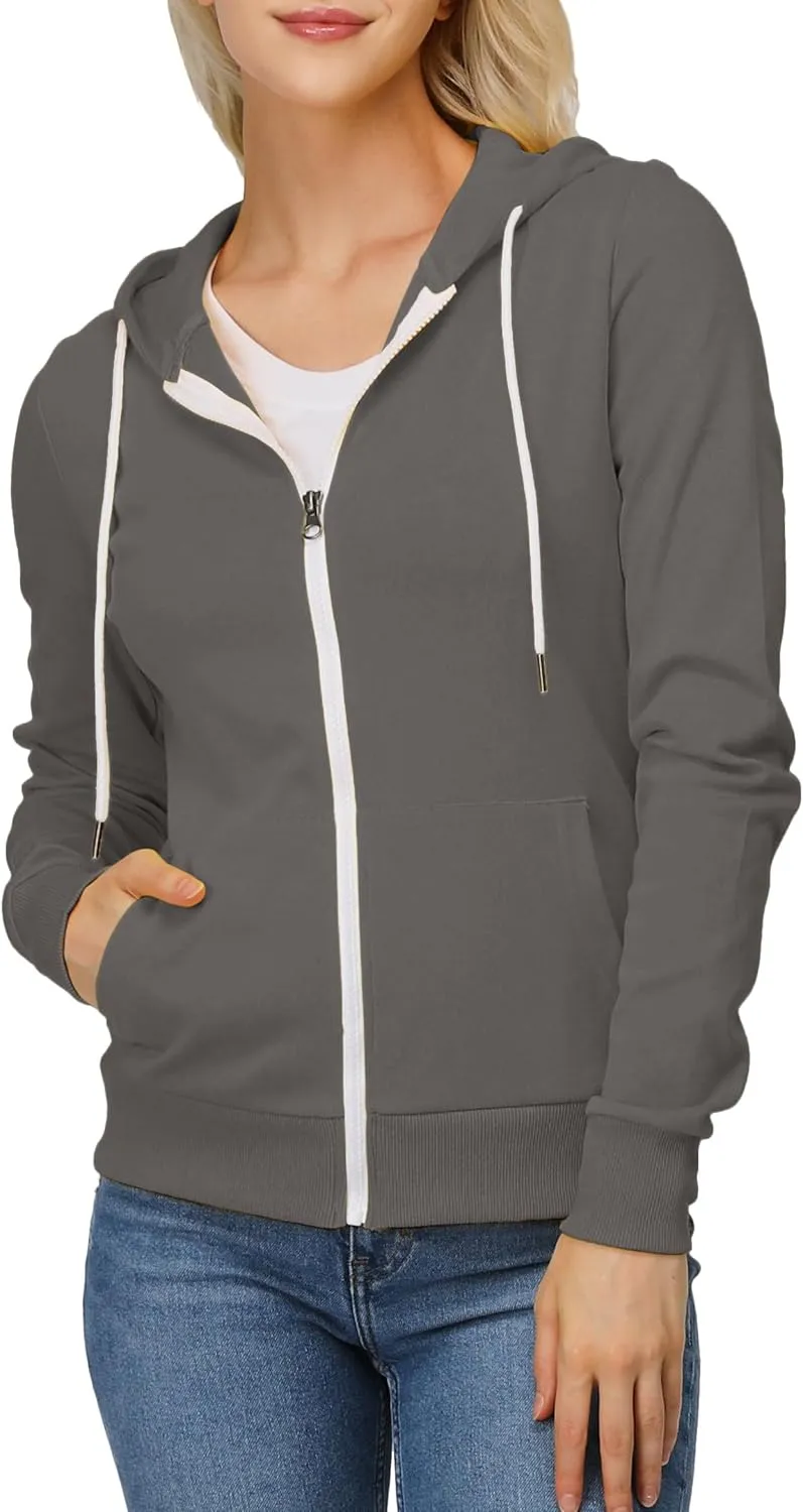 H2H Women's Slim Fit Zip Up & Pullover Hoodie Lightweight Long Sleeve Kangaroo Pocket Basic Casual Sweatshirt
