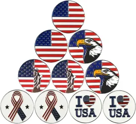 Lot of 10 Golf Ball Markers Assorted Patterns - Soft Enamel Technique