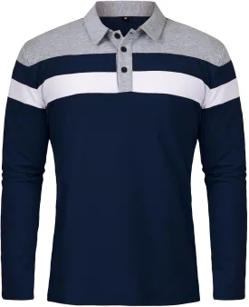 MANSDOUR Men's Polo Shirts Casual Cotton Slim Fit Long Sleeve and Short Sleeve Polo Shirt Patchwork Collared Work Golf Shirt MANSDOUR Men's Polo Shirts Casual Cotton Slim Fit Long Sleeve and Short Sleeve Polo Shirt Patchwork Collared Work Golf Shirt