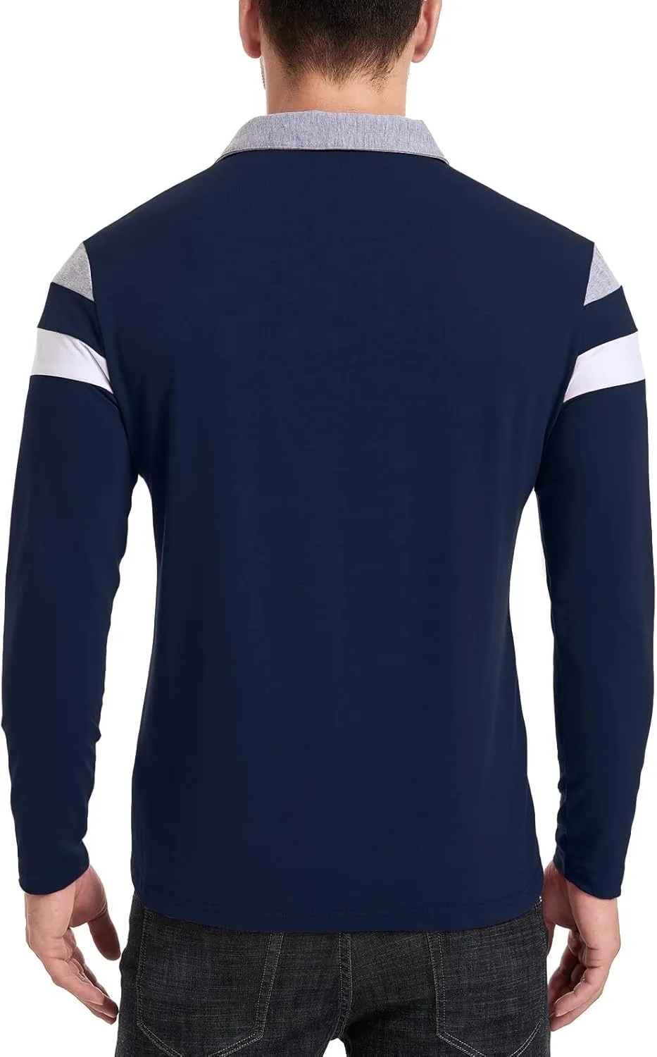 MANSDOUR Men's Polo Shirts Casual Cotton Slim Fit Long Sleeve and Short Sleeve Polo Shirt Patchwork Collared Work Golf Shirt