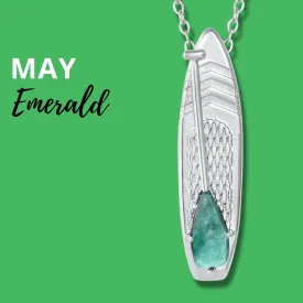 MAY Birthstone Paddle board Necklace in Emerald