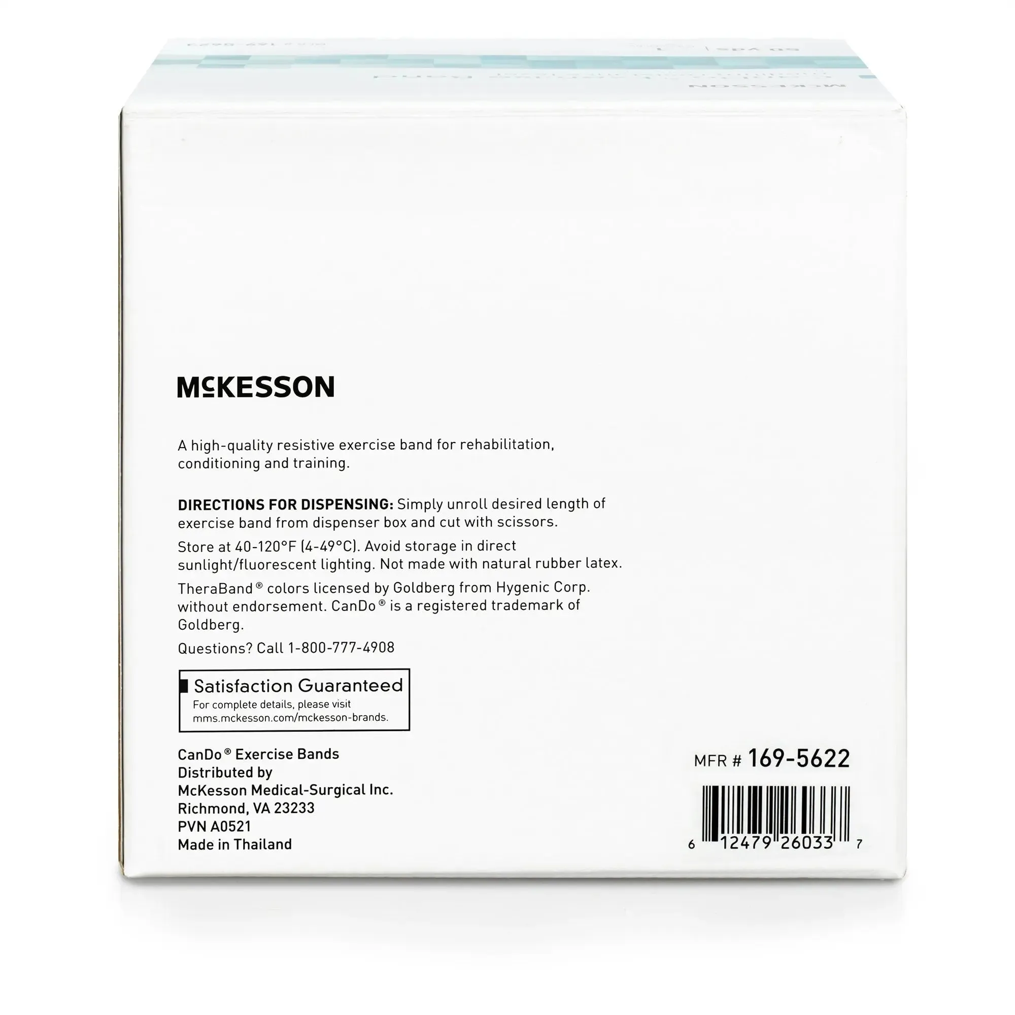McKesson CanDo® Exercise Resistance Band, Red, 5 Inch x 50 Yard, Light Resistance