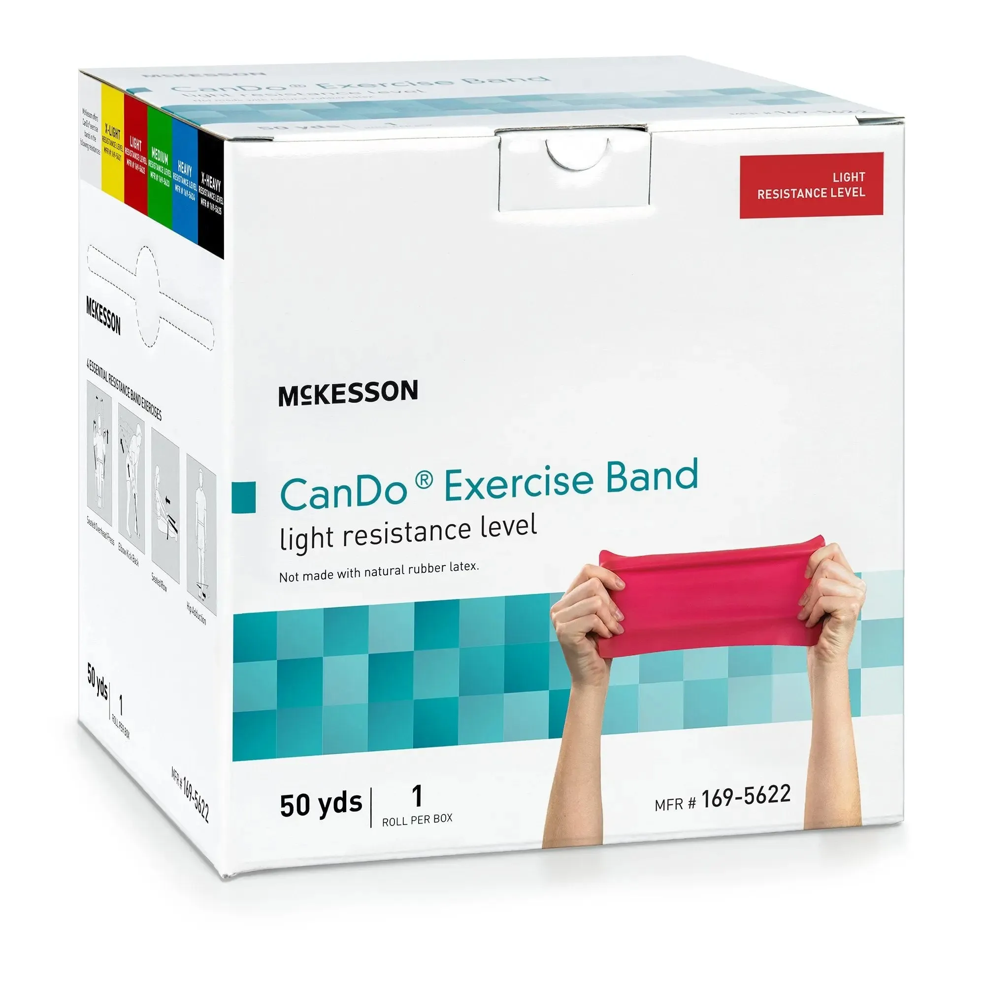 McKesson CanDo® Exercise Resistance Band, Red, 5 Inch x 50 Yard, Light Resistance