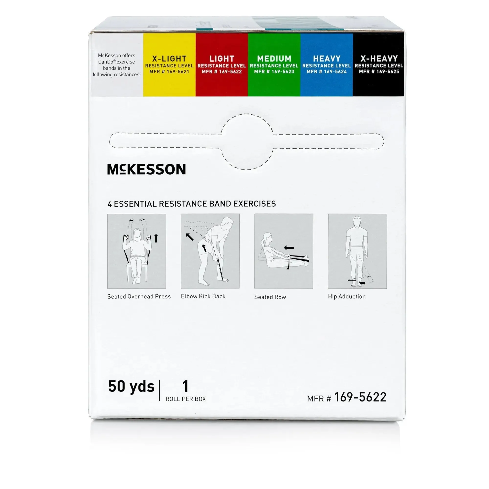 McKesson CanDo® Exercise Resistance Band, Red, 5 Inch x 50 Yard, Light Resistance