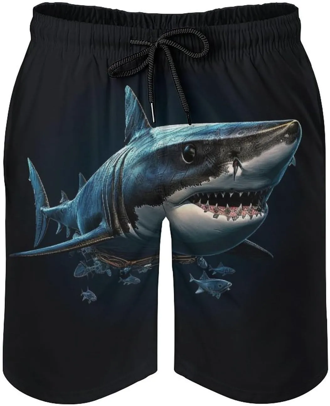 Men's Sharks Swim Trunks, Quick Dry Beach Board Shorts with Mesh Lining and Pockets