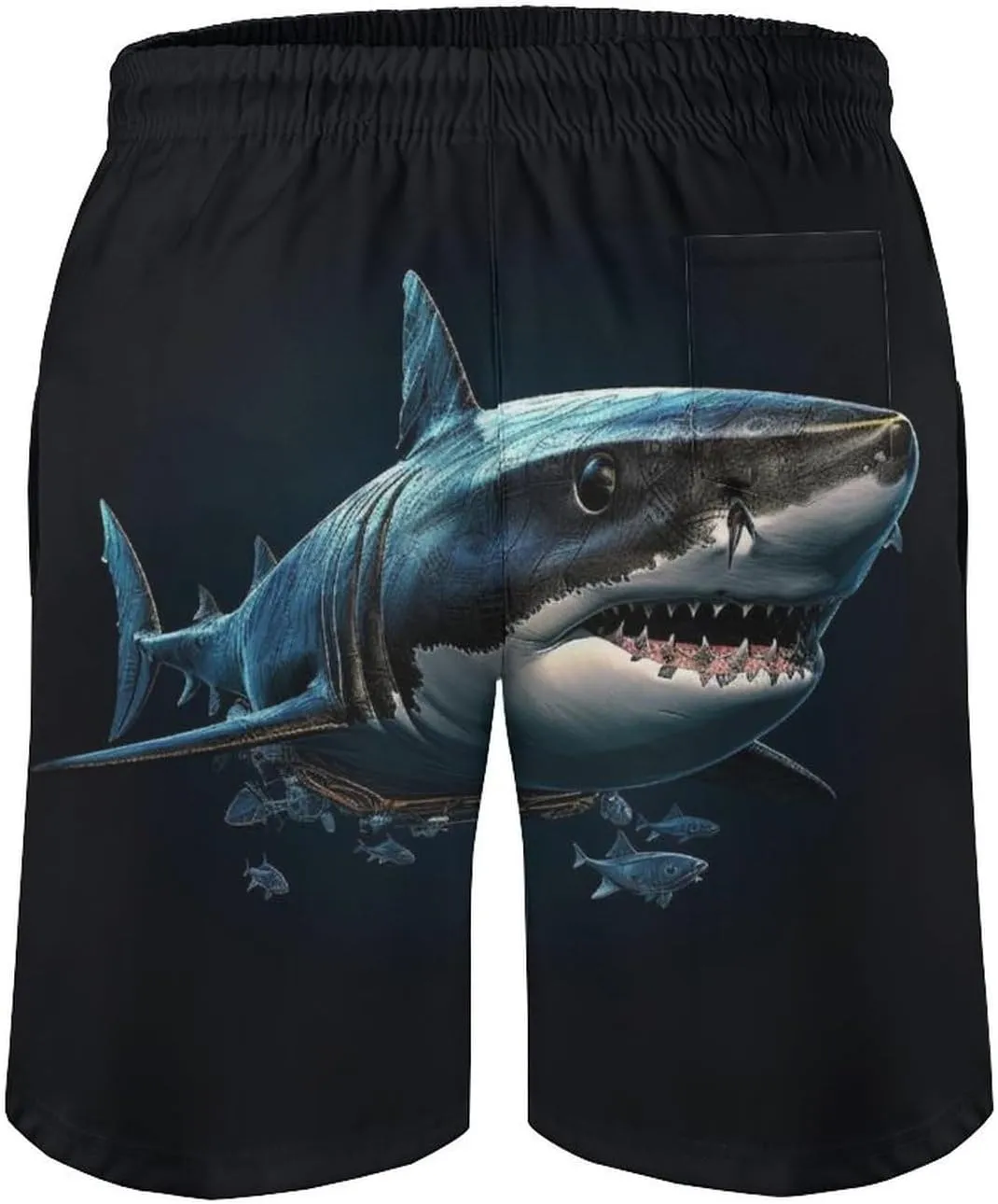 Men's Sharks Swim Trunks, Quick Dry Beach Board Shorts with Mesh Lining and Pockets