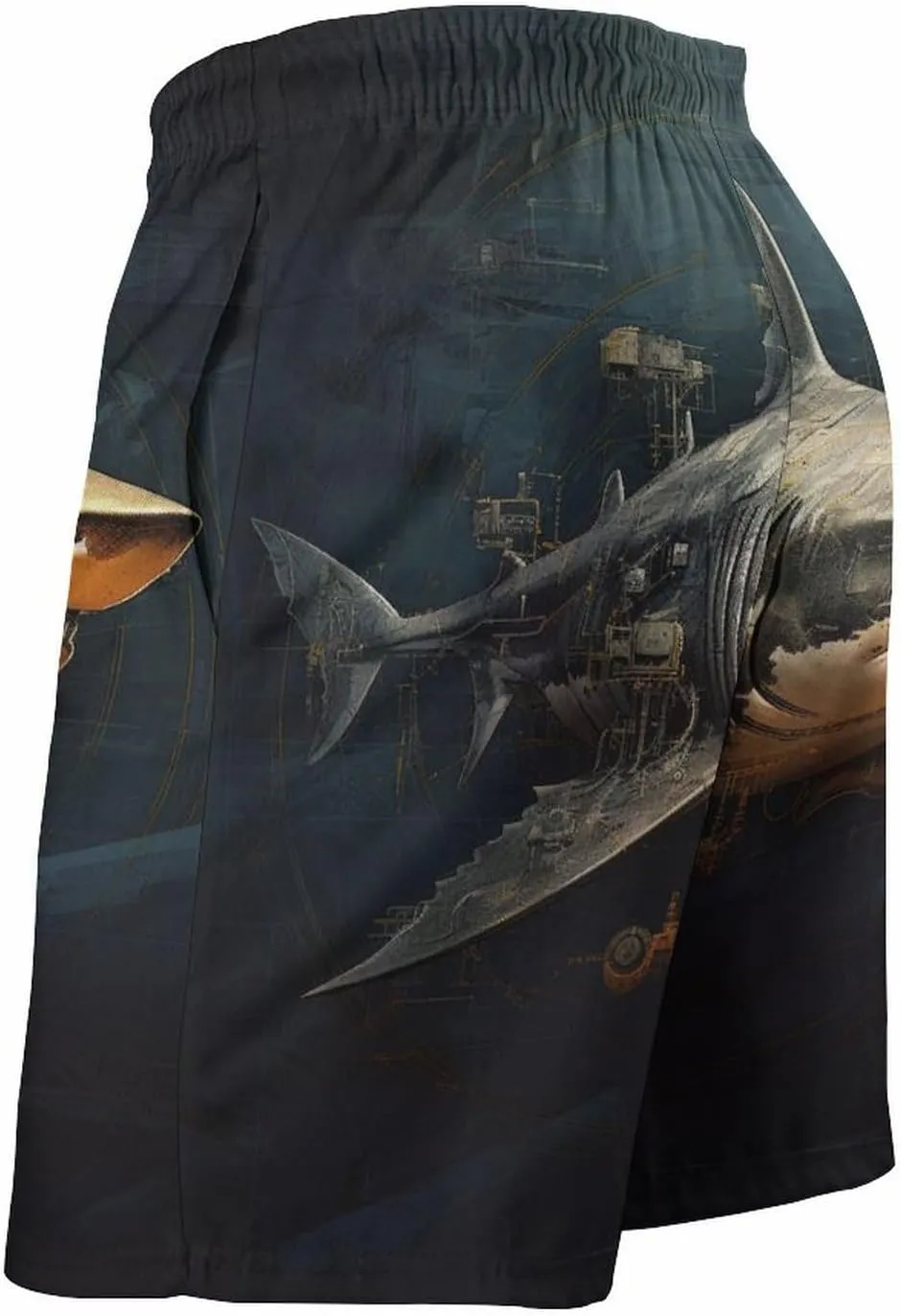 Men's Sharks Swim Trunks, Quick Dry Beach Board Shorts with Mesh Lining and Pockets