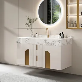 Modern Sintered Stone Bathroom Vanity Ceramic Single Sink Wall Mounted Modern Sintered Stone Bathroom Vanity Ceramic Single Sink Wall Mounted