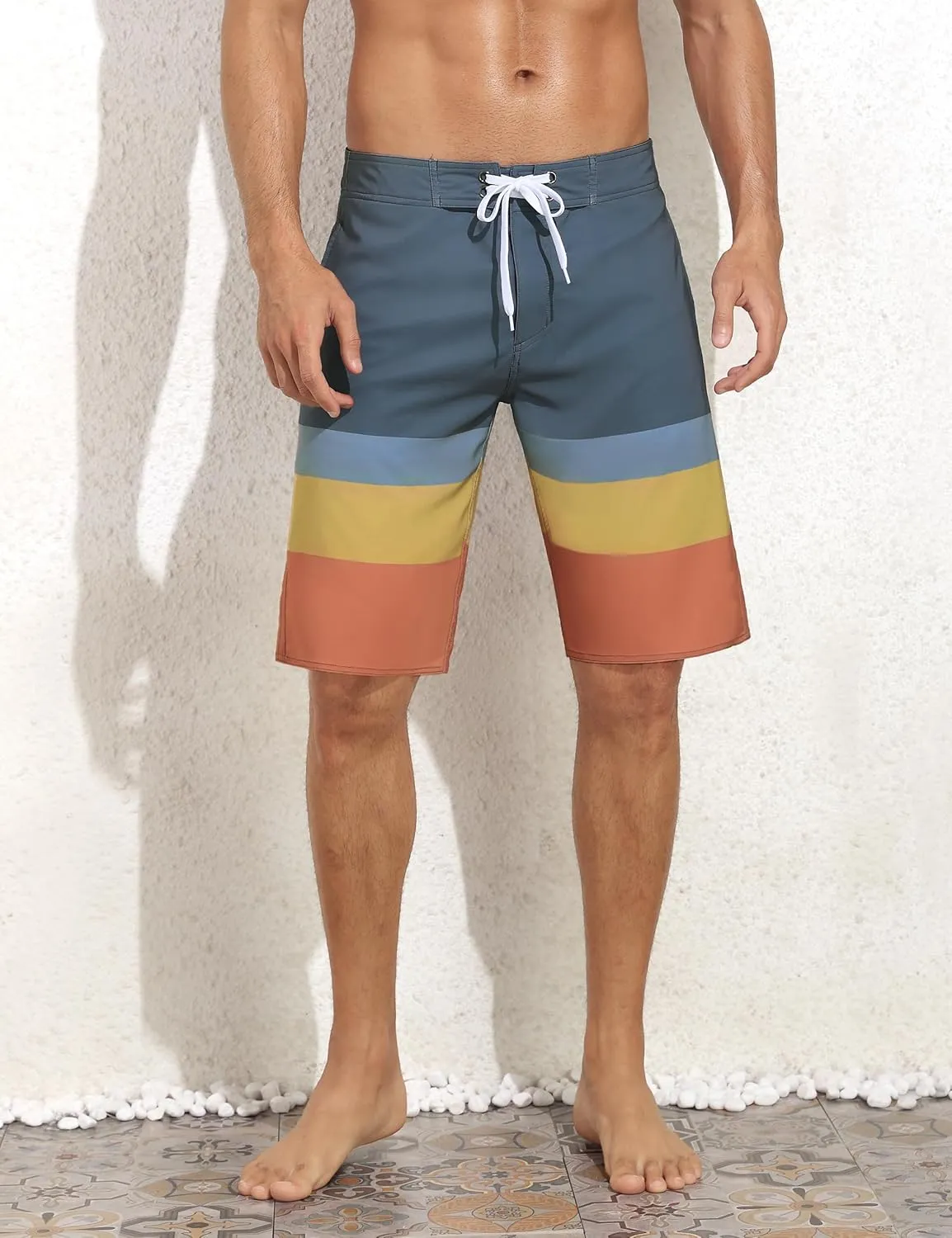 Nonwe Men's Swim Trunks with Compression Liner 2 in 1 Fast Dry Bathing Suits Cargo Surf Board Shorts with Pockets