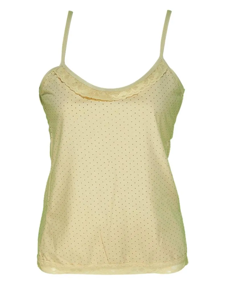 Pack of 3 - Polka Dotted Cotton Camisole With Neck Lace For Women - MA-8