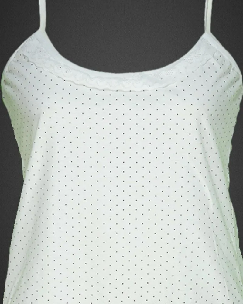 Pack of 3 - Polka Dotted Cotton Camisole With Neck Lace For Women - MA-8