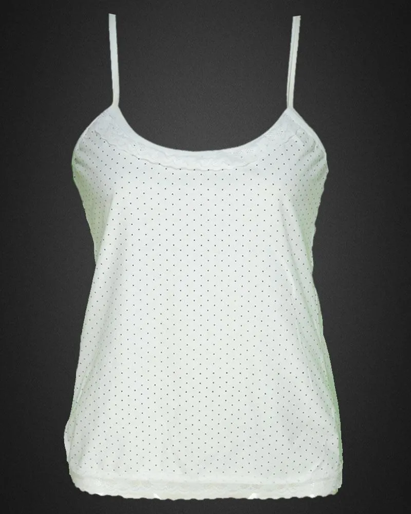 Pack of 3 - Polka Dotted Cotton Camisole With Neck Lace For Women - MA-8