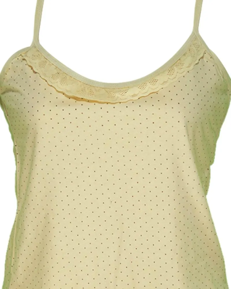 Pack of 3 - Polka Dotted Cotton Camisole With Neck Lace For Women - MA-8
