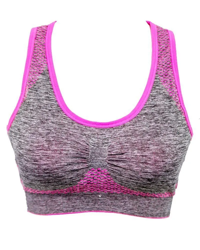 Pink Stripe 3279 Sports & Jim,Yoga Padded Wirefree Bra For Ladies -Girls Sports Bra - By Lubunie