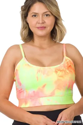 Plus Size Athletic Tie Dye Adjustable Strap Padded Bra