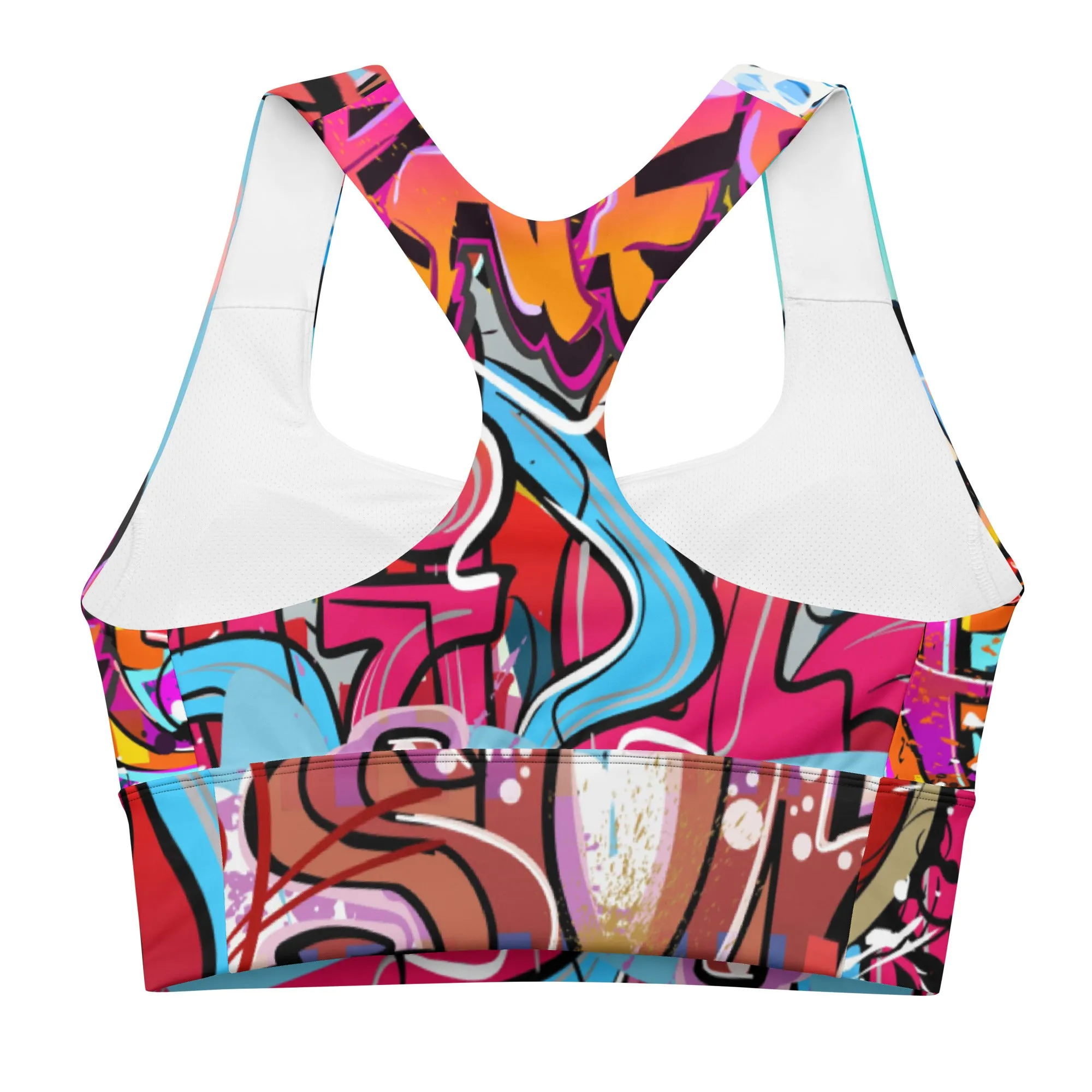 Red Orange Graffiti Longline sports bra
