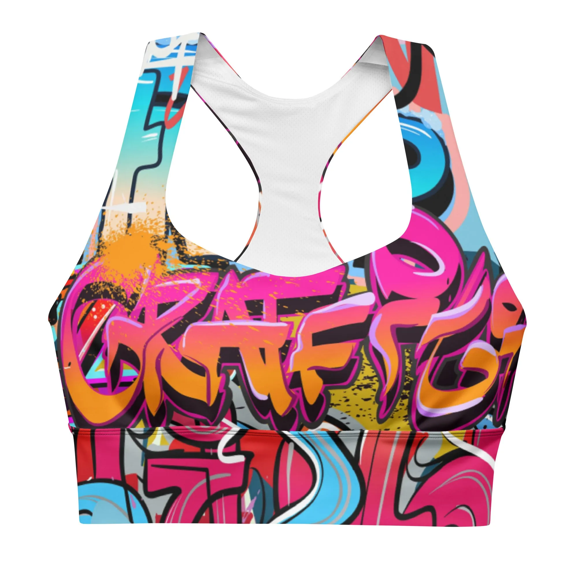 Red Orange Graffiti Longline sports bra