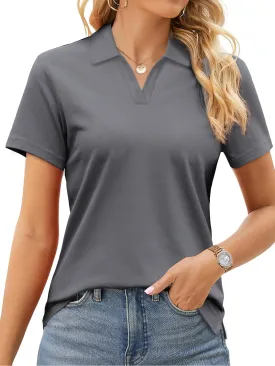 SMENG Women's Polo Shirts Cotton Pique Short Sleeve Summer Tops Collared V-Neck Work,Casual,Golf Shirt SMENG Women's Polo Shirts Cotton Pique Short Sleeve Summer Tops Collared V-Neck Work,Casual,Golf Shirt
