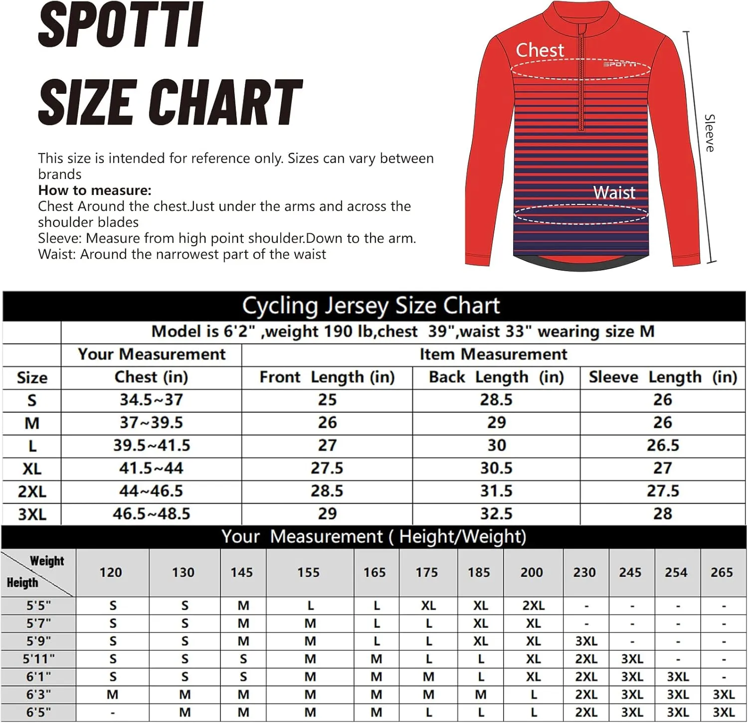 Spotti Men's Cycling Bike Jersey Long Sleeve with 3 Rear Pockets - Moisture Wicking, Breathable, Quick Dry Biking Shirt