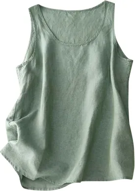 Summer Cotton Linen Tank Tops Women Sleeveless Square Neck Tees Shirts Elegant Solid Color Lightweight Comfy Blouses Summer Cotton Linen Tank Tops Women Sleeveless Square Neck Tees Shirts Elegant Solid Color Lightweight Comfy Blouses