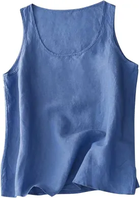 Summer Cotton Linen Tank Tops Women Sleeveless Square Neck Tees Shirts Elegant Solid Color Lightweight Comfy Blouses Summer Cotton Linen Tank Tops Women Sleeveless Square Neck Tees Shirts Elegant Solid Color Lightweight Comfy Blouses