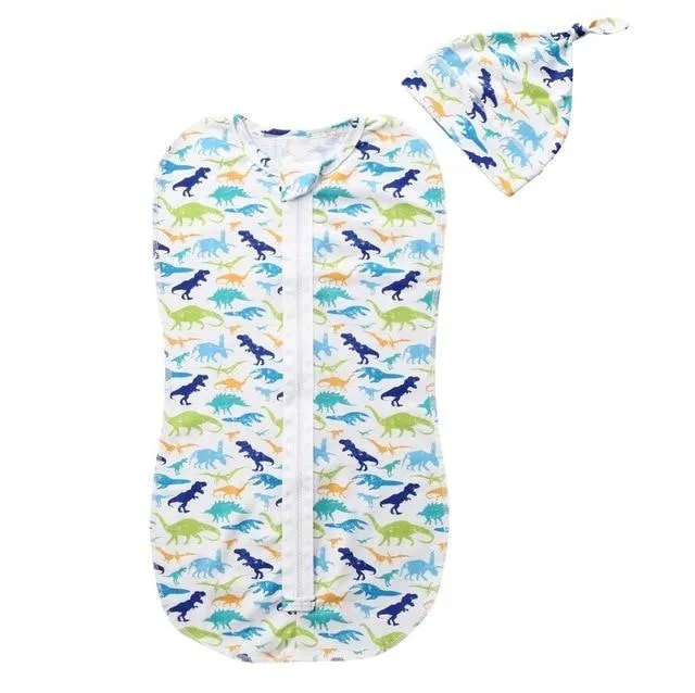 Swaddle Blanket Sleeping Bag Wrap and Hat 2pcs