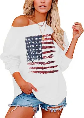 Womens Holiday Off the Shoulder Long Sleeve Loose Slouchy Sweatshirt Pullover Letter Printed Tops Womens Holiday Off the Shoulder Long Sleeve Loose Slouchy Sweatshirt Pullover Letter Printed Tops