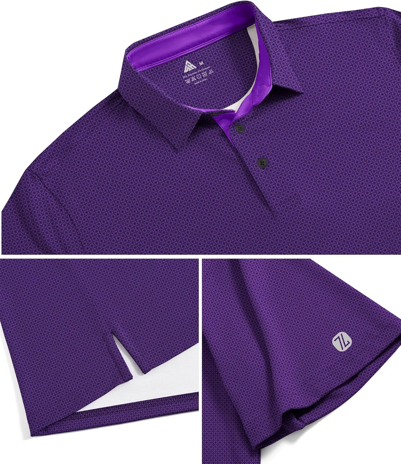 ZITY Mens Golf Shirts Short Sleeve Print Patterns Performance Moisture Wicking Polo Shirt